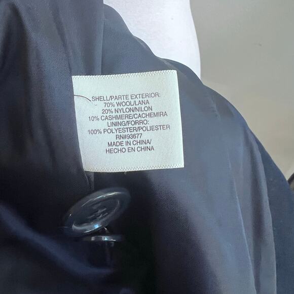 Navy Blue Double Breasted Wool Pea Coat Jacket St. John's Bay Women's Size L - Picture 10 of 10